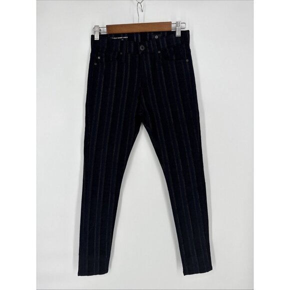 New AG Size 24 Farrah Skinny Ankle High Rise Metallic Striped Denim Jeans - Picture 2 of 7